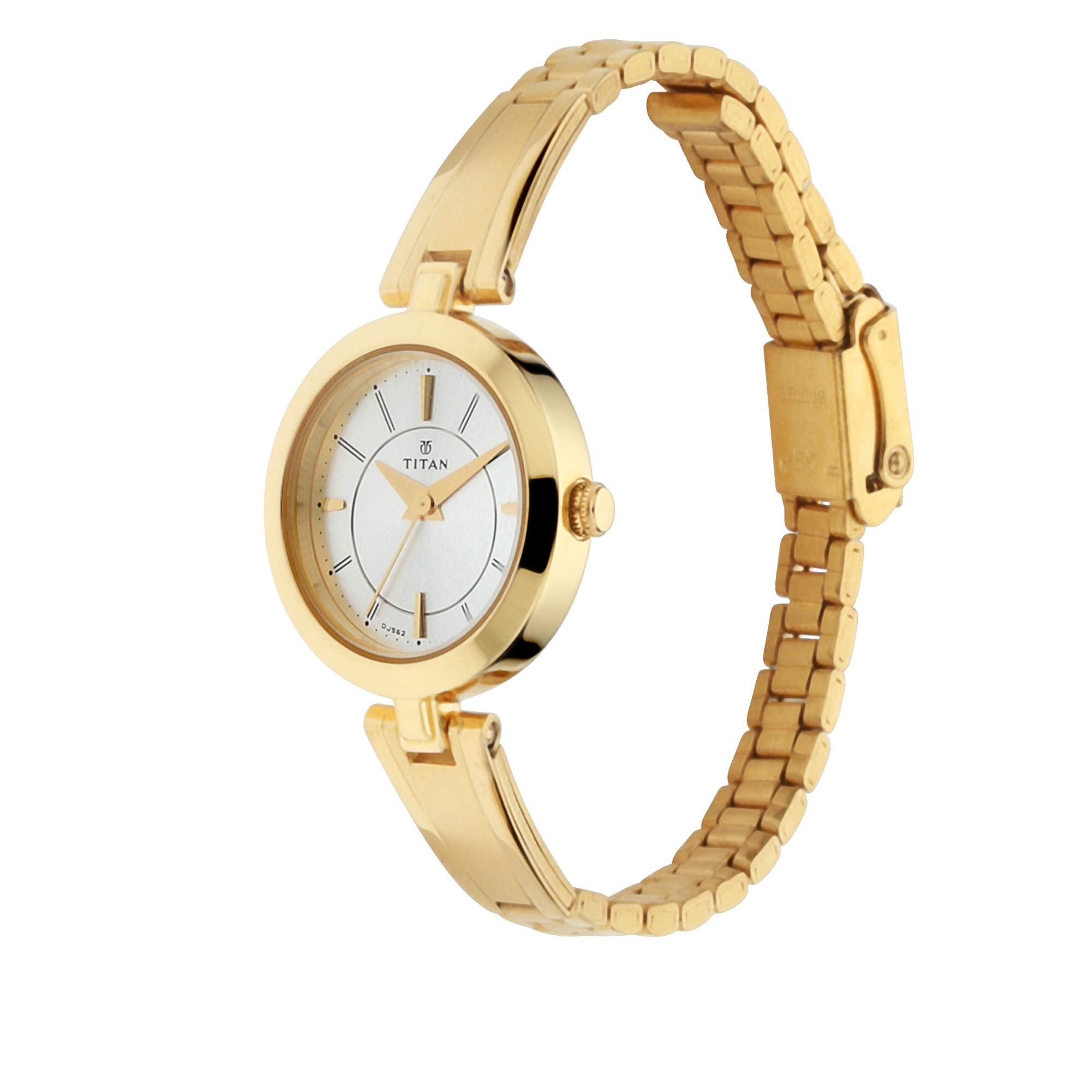 Titan Quartz Analog White Dial Gold Metal Strap Watch For Women - NN2598YM02