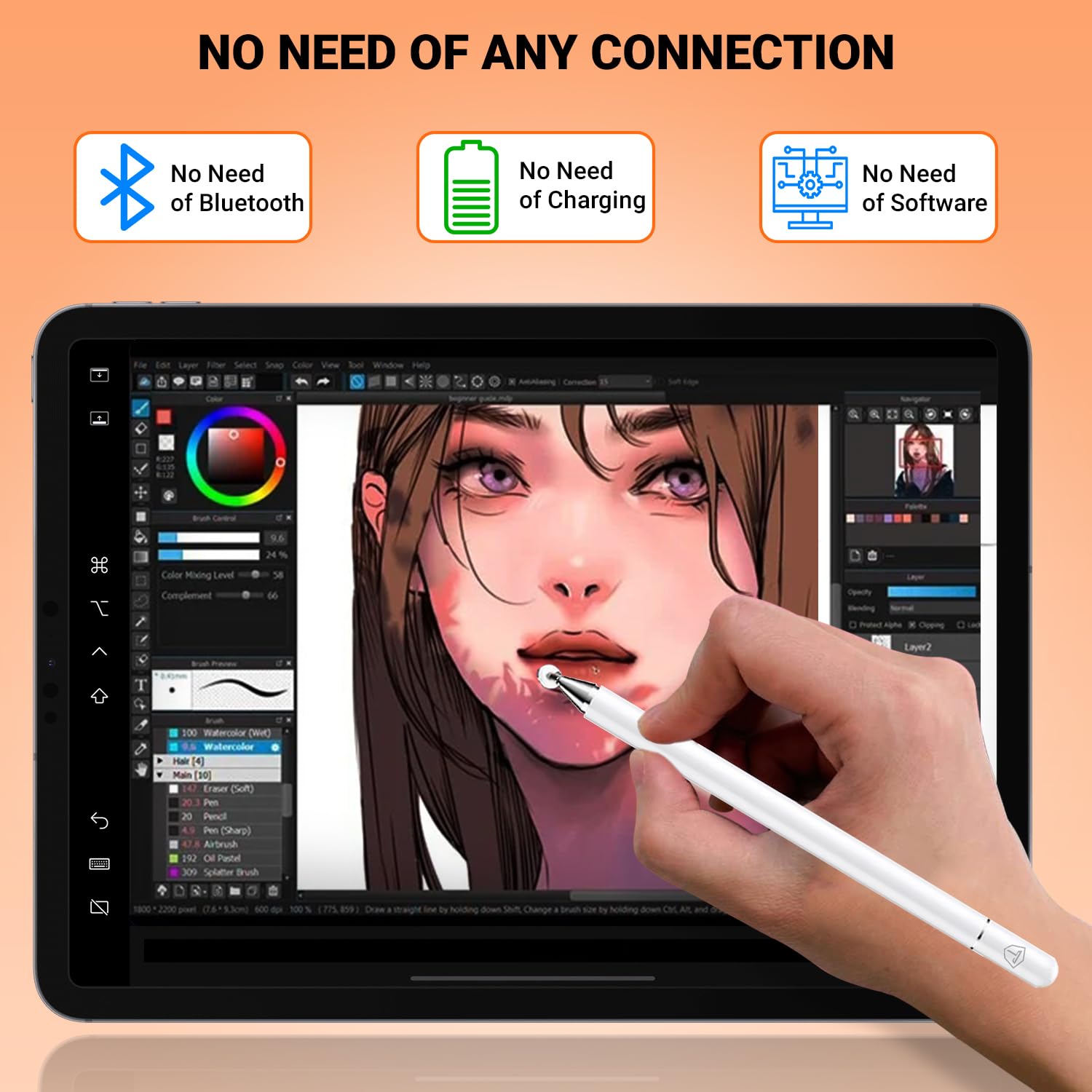Tukzer Universal Stylus Pen for Smartphone/Tablet/iPad/Pro/Air/iPhone/iOS/Android/All Touch Screens Devices| Fine Point Disc Tip, Lightweight Aluminum Body Magnetic Cap Drawing Writing (White)