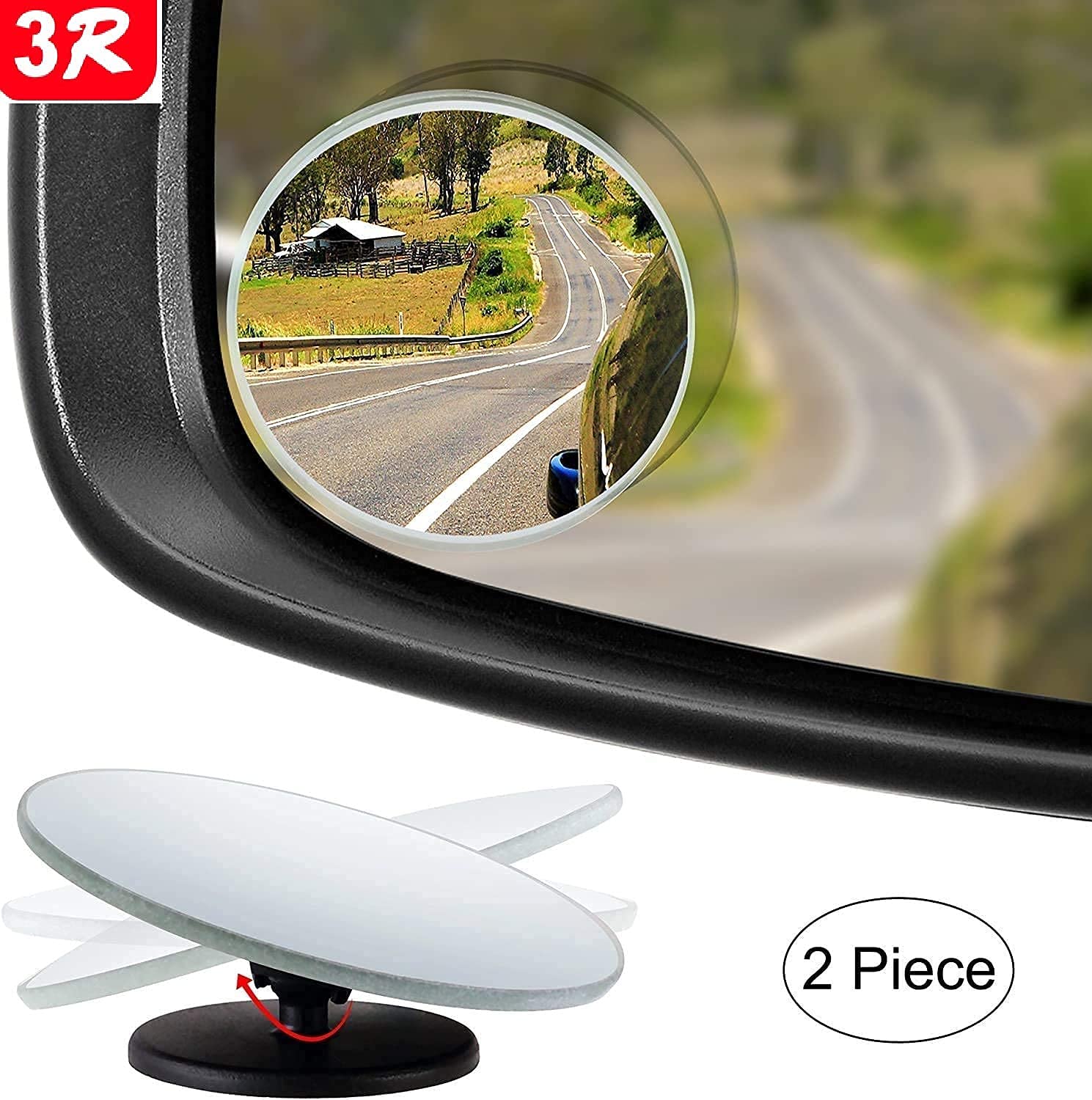 Detachi 3R-240 Car Glass Mirror Blind Spot, 360° Mirror, Rear View Convex Mirror, Parking Mirror For Car, Car Mirror Accessories Frameless 3R Original Suitable All Cars (Round 2-Pcs) - Automotive Parts and Accessories from Detachi - Shop in Sri Lanka at Arcade.lk