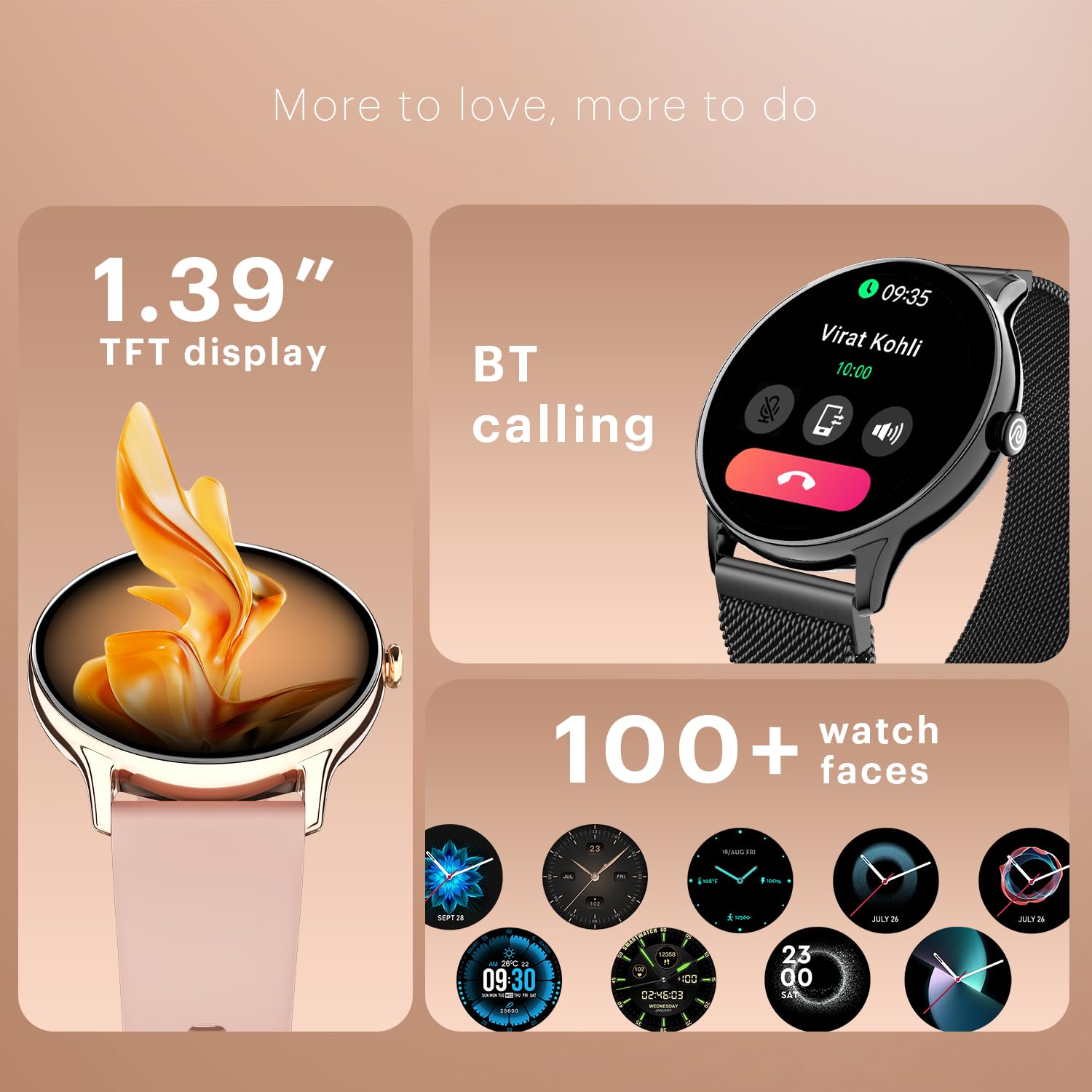 Noise Twist Go Bluetooth Calling Smart Watch for Women, Sleek Metal Dial, Glossy Finish, 1.39" Display, 100+ Watch Faces, IP68, Sleep Tracking, Voice Assistance, Upto 7 Days Battery (Gold Link)
