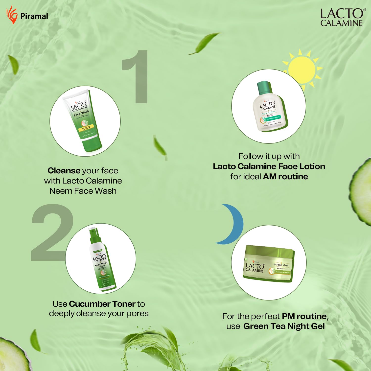 Lacto Calamine Face Toner With Cucumber | 120ml | Deep Pore Cleansing | Open Pores Tightening with Green Tea & 2% Niacinamide For Cool & Hydrated Skin | No Sulphate, Alcohol, Parabens