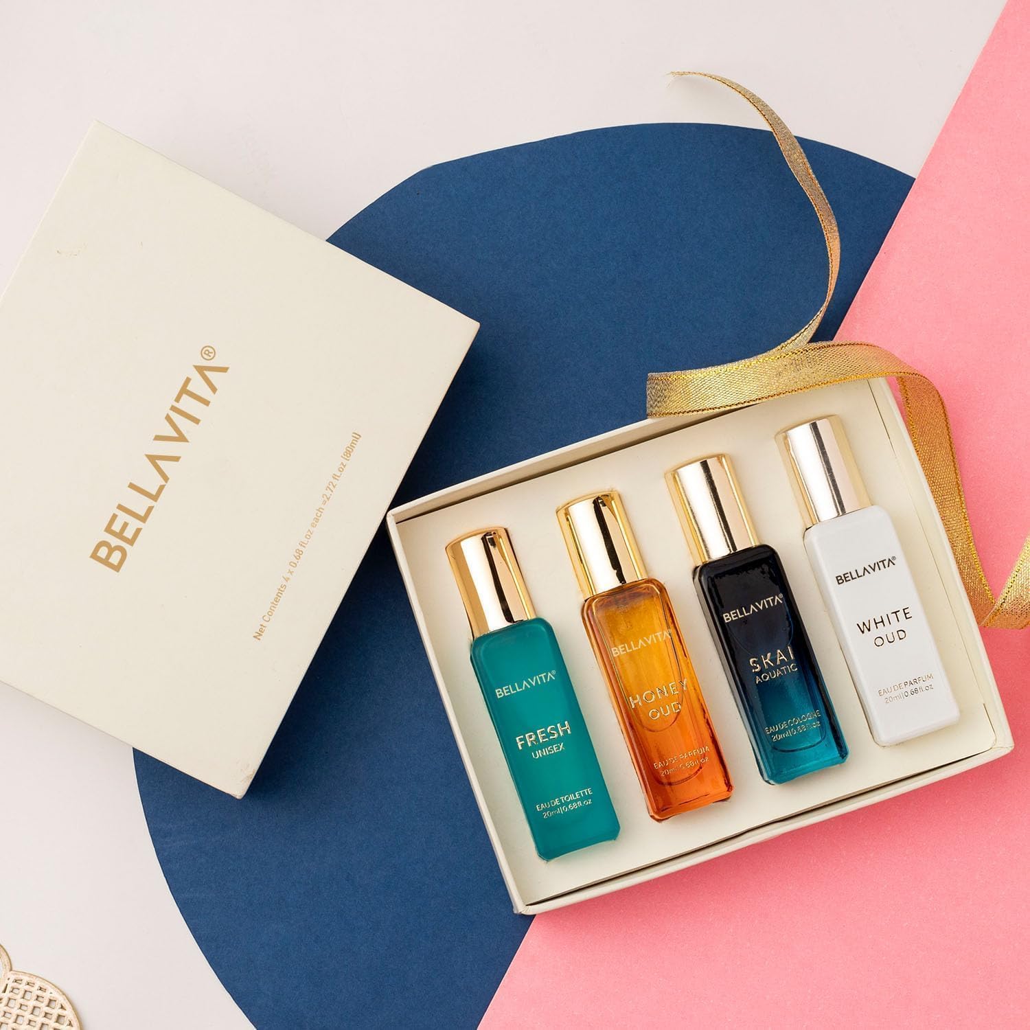 Bella Vita Luxury Unisex | Long Lasting Eau De Parfum Gift Set 4 x 20ml Perfume for Unisex | with SKAI, FRESH, WHITEOUD, HONEY OUD | Premium Fragrance Scent
