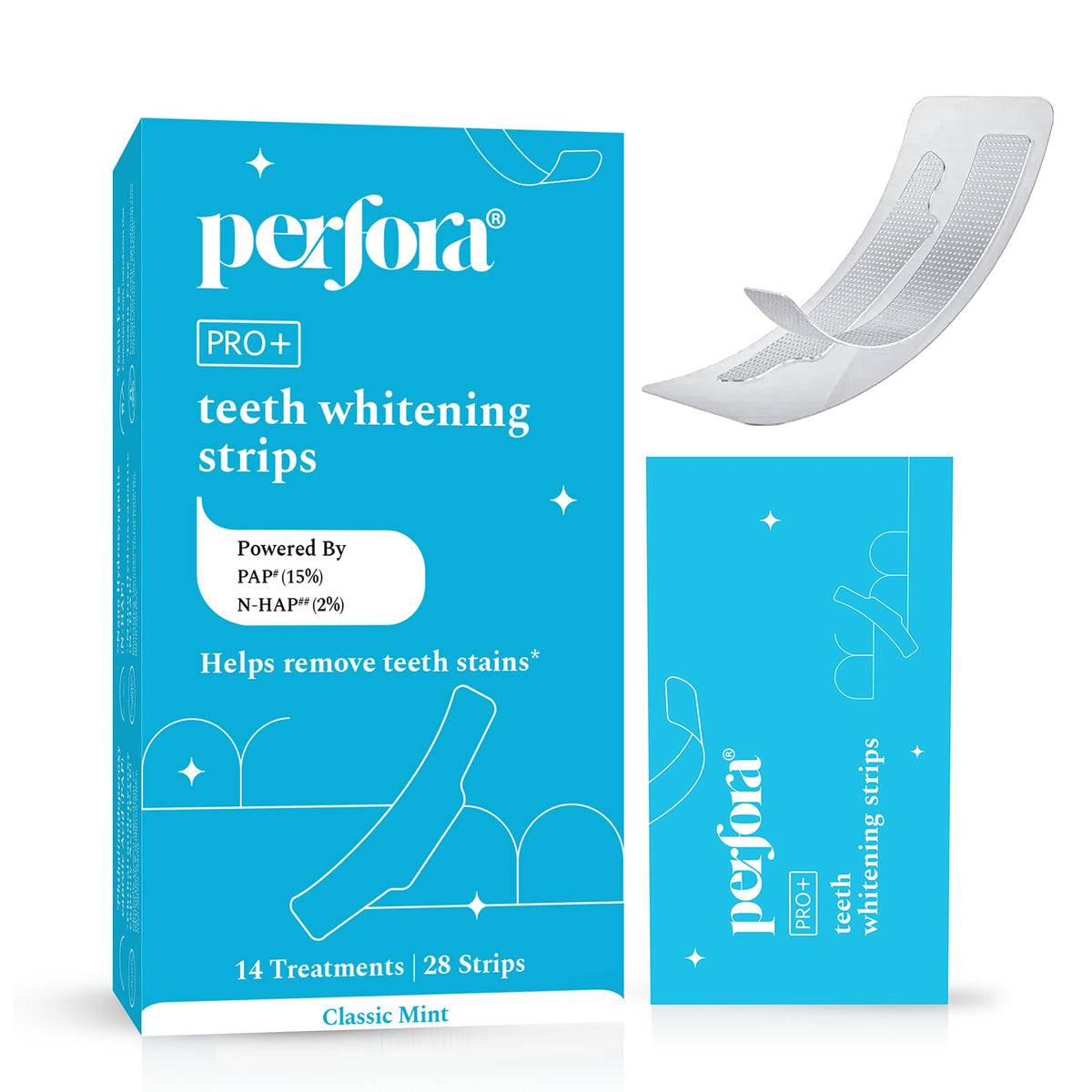 Perfora Teeth Whitening Strips - Pack of 14 Treatments (28 Strips) – Whitens Teeth in 1 Use | Sensitivity-Free, Enamel-Safe Oral Care | PAP & Hydroxyapatite for Stain Removal