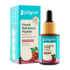 PILGRIM French Red Vine & Hyaluronic acid serum with peptides | Red vine serum for face| For women & men | All skin types | 30 ml (packing may vary)