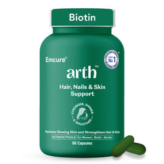 Arth Biotin Capsules for Hair Growth | With Keratin Builder, Hyaluronic Acid & Essential Vitamins | Strengthens Hair, Skin & Nails | Promotes Shine, Volume & Reduced Hair Fall | 60 Veg Capsules