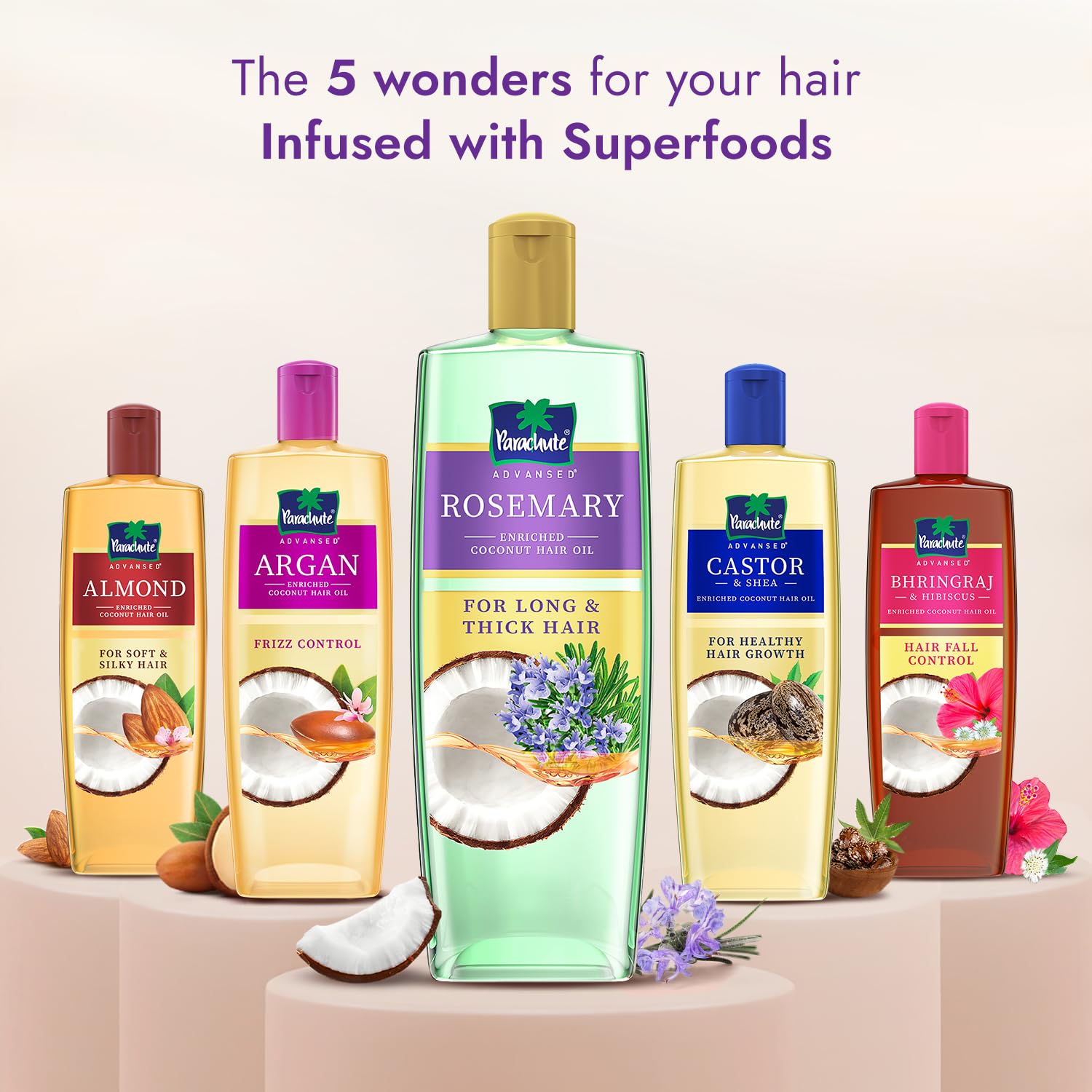 Parachute Advansed Rosemary-enriched Coconut Hair Oil| Rosemary Hair Oil| Superfoods Magic| Long & Thick Hair|300 Ml