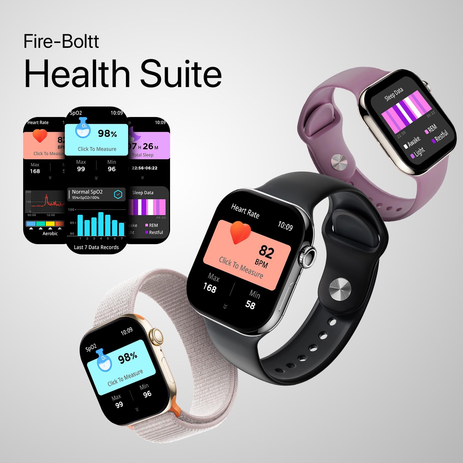 Fire-Boltt Ring X Smartwatch 2.01” Display with Always On Display, Bluetooth Calling, Wireless Charging, AI Voice Assistant, 100+ Sports Modes, Health Suite, 500+ Watchfaces (Starlight)