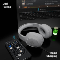 Zebronics Thunder NEO, Wireless Over Ear Headphone, Upto 60 Hours Backup, Gaming Mode, Dual Pairing, Rapid Charge, BT v5.4, AUX, 3 EQ Modes, ENC for Callling, Voice Assistant, Deep Bass (Silver)