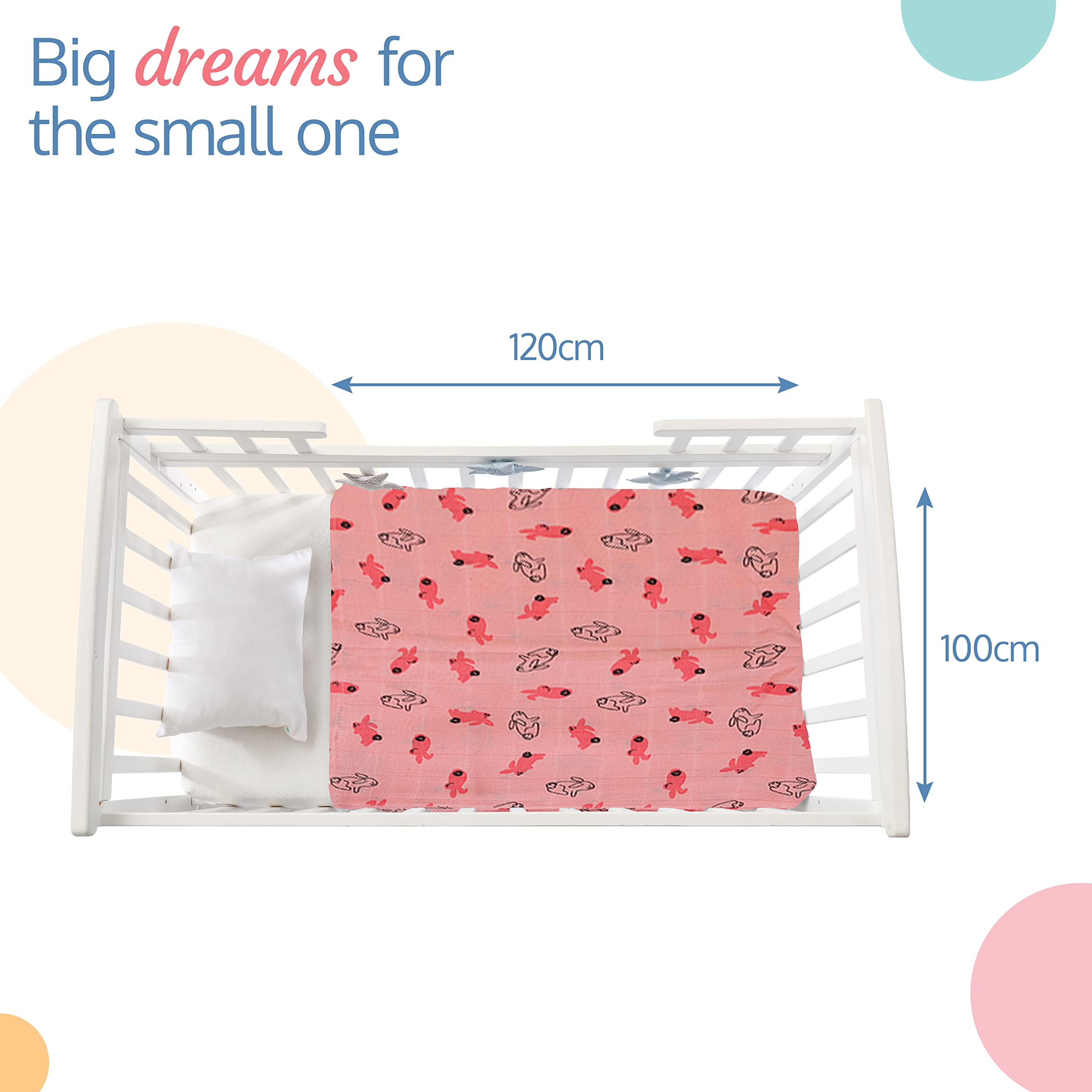 LuvLap 100% Cotton Muslin Baby Swaddle Set, Pack of 3, Size-120cm x 100cm (47"x39"), Penguin Rabbit Print, 0-18 Month+, Printed Muslin Swaddle Wrap for New Born Baby - Baby Product from LuvLap - Shop in Sri Lanka at Arcade.lk