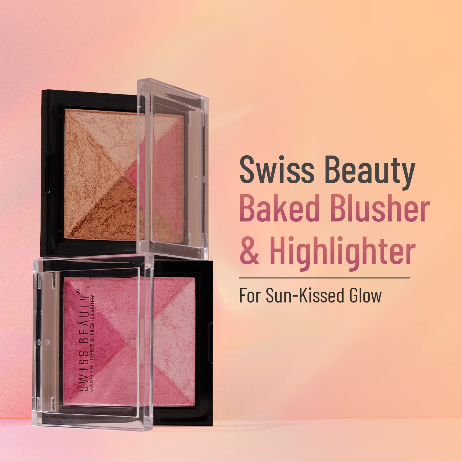 Swiss Beauty Mini Baked Shimmer Blusher And Highlighter Palette For Face Makeup| Multicolor-5, 7 Gm