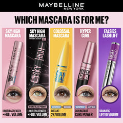 Maybelline New York Lash Sensational Sky High Mascara, Cosmic Black, Lengthening & Volumizing With Bamboo Extract & Fibres. Ophthalmologist tested and Waterproof Mascara | 6ml