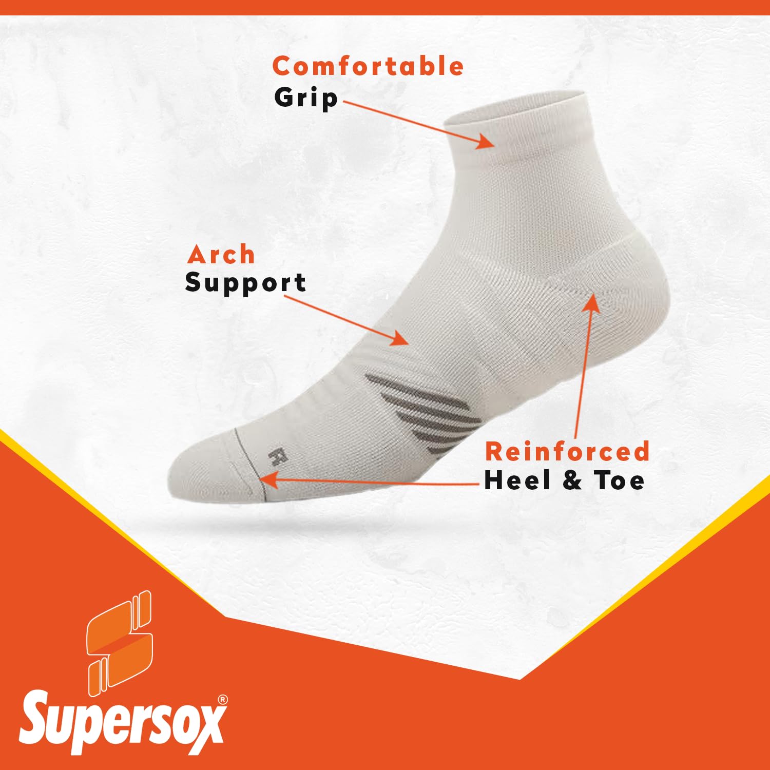 Supersox Men Cotton Ankle Length Sports Socks Combo, Made With Durable, Breathable, Cushioned, Anti Odour, Anti Sweat, Ideal Socks For Summer (Pack of 3), Multi Color