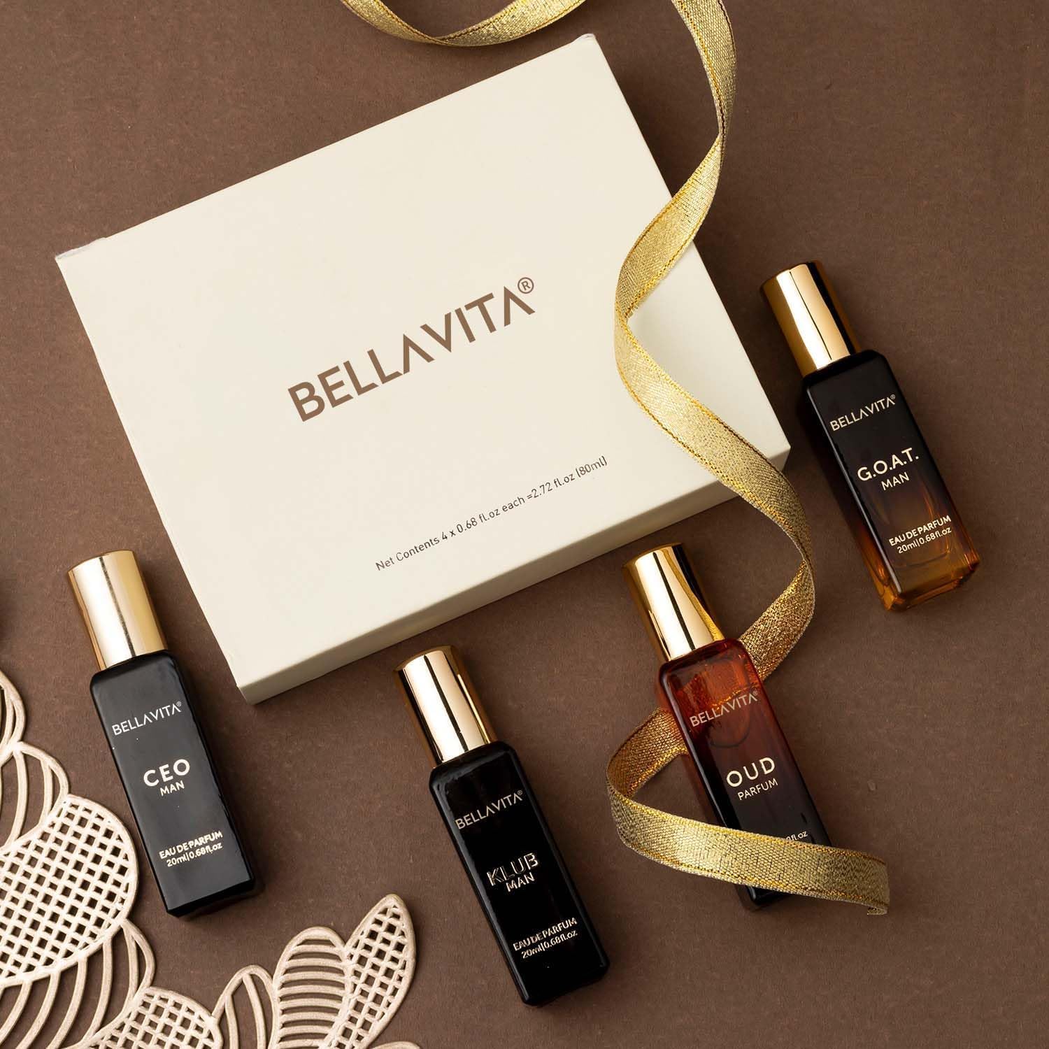 Bella Vita Luxury Man | Long Lasting Liquid Eau De Parfum Gift Set 4 X 20 Ml Perfume For Men | With Klub, Oud, CEO, G.O.A.T | Woody, Citrusy Premium Fragrance Scent