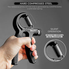 Boldfit Adjustable Hand Grip Strengthener, Plastic Hand Gripper for Men & Women for Gym Workout Hand Exercise Equipment to Use in Home for Forearm Exercise, (5-40 Kg)Black
