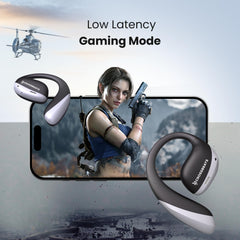 CrossBeats Arc Buds OWS Open Ear Wireless Earbuds | Spatial Audio Headphones & Head Tracking | Gaming Bluetooth Earphones | 100hr Playtime | 14.2mm Drivers IPX5 Rating Type-c Fast Charging (Black)