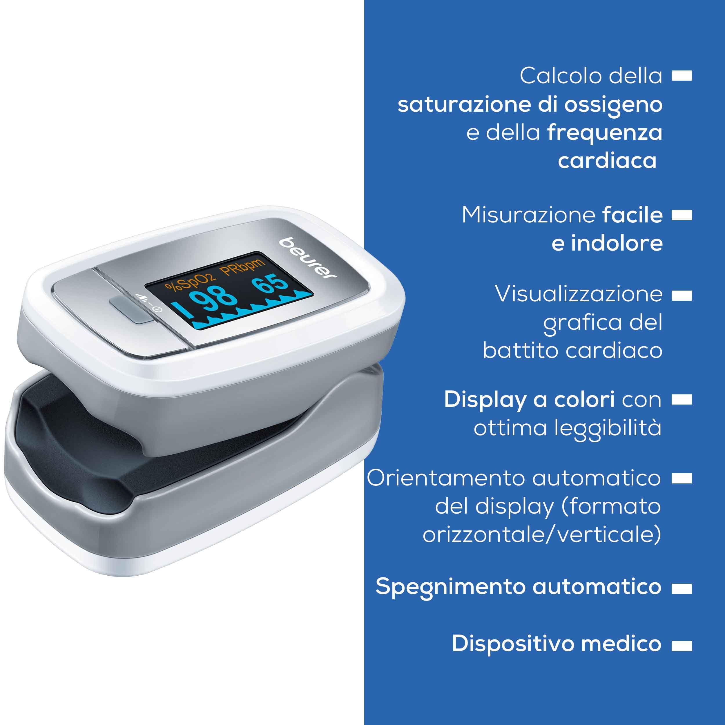 Beurer PO30 Pulse Oximeter, Blood Oxygen Saturation & Heart Rate MonitoR, Grey