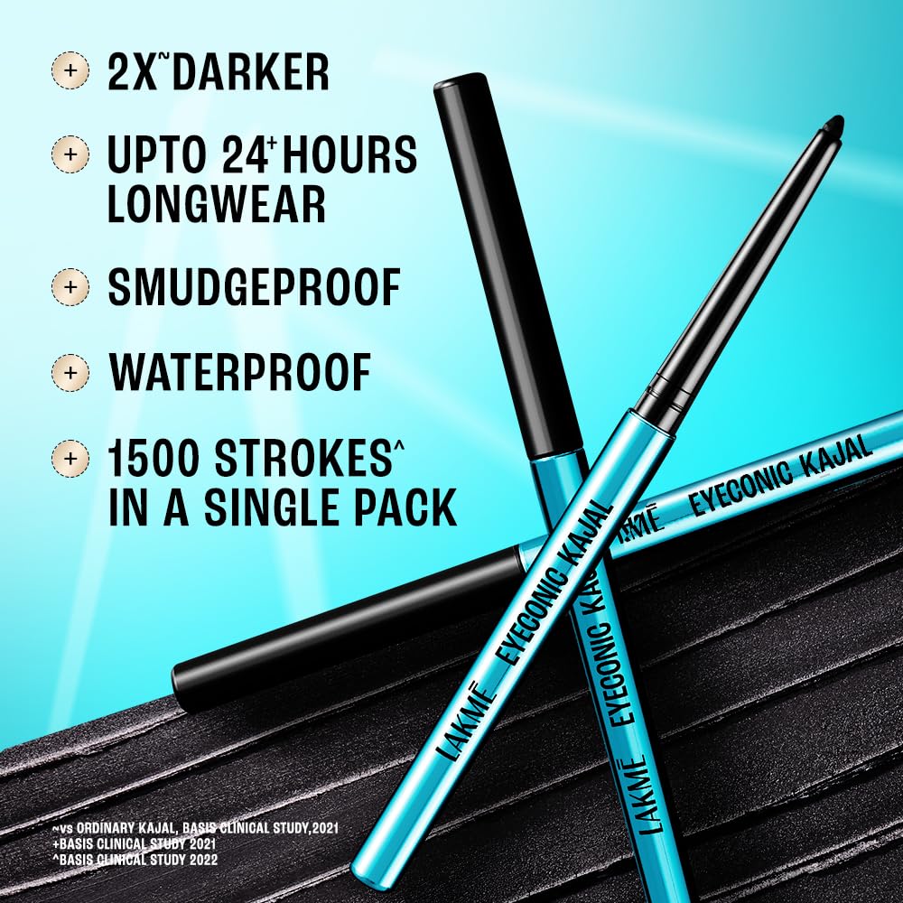 Lakme 9-5 Eyeconic Kajal, Classic Brown, Smudgeproof and Waterproof that lasts upto 24H, for 2x dark pigment, 0.35g