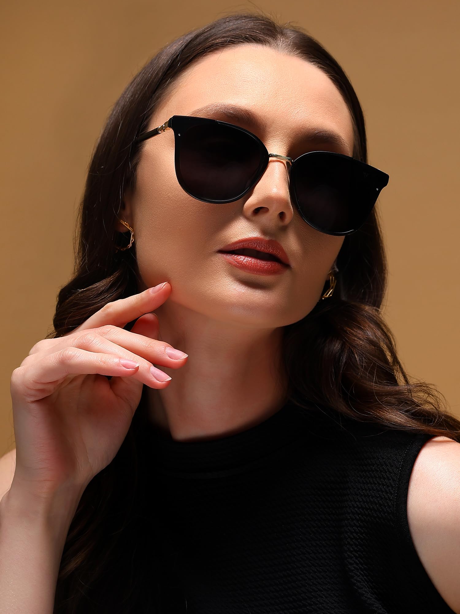 Voyage UV Protection Cat-eye Sunglass (59) (Black)