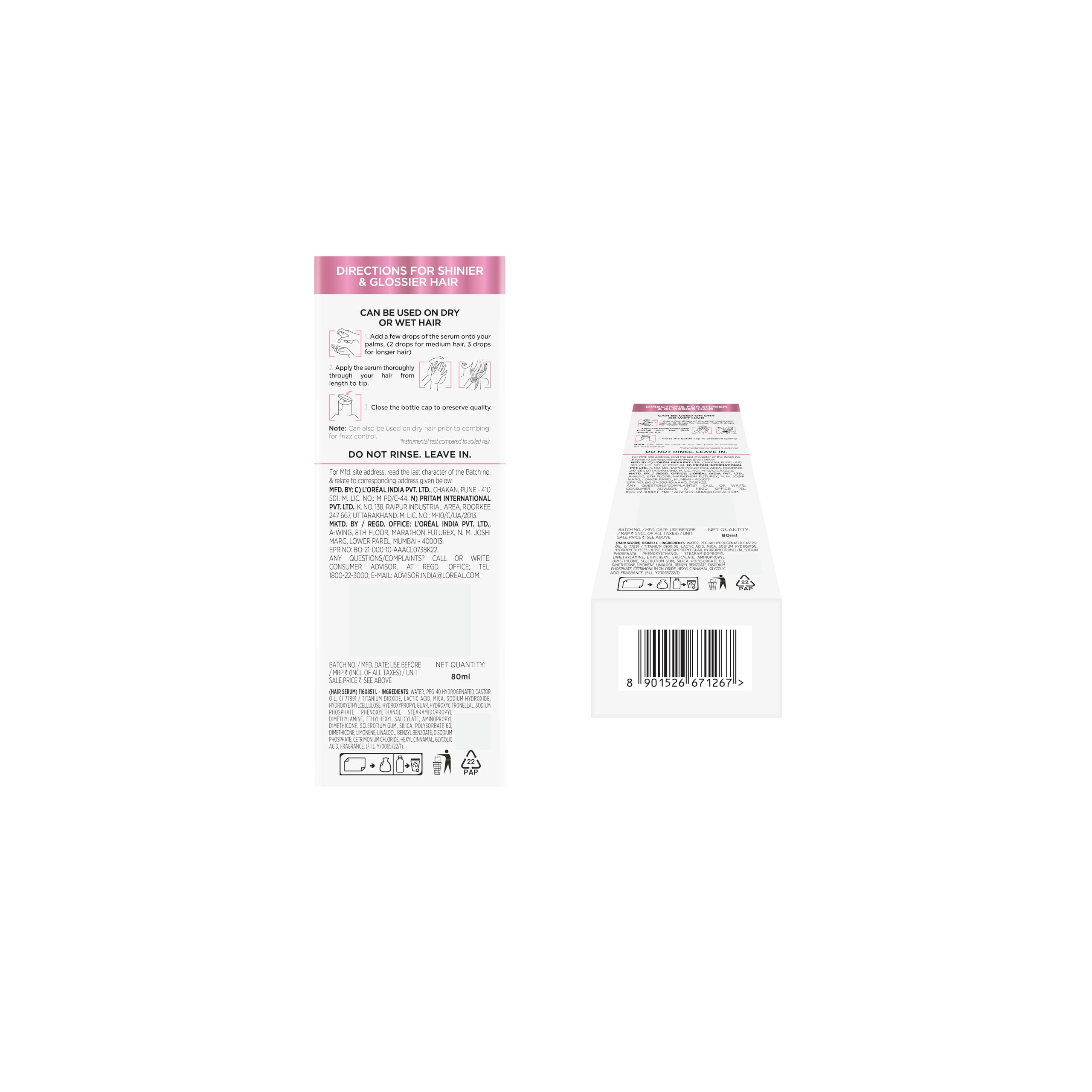 L'Oreal Paris Glycolic Gloss Serum - Glycolic Acid 72H Shine - 80ml