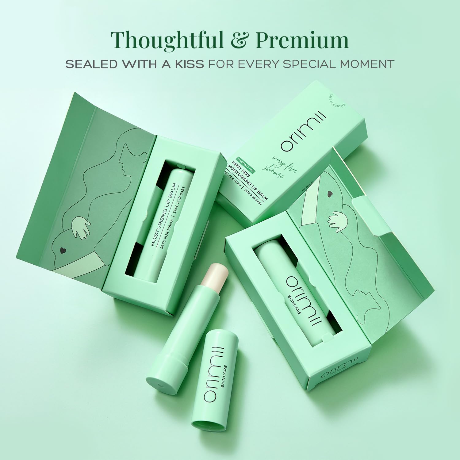 Orimii First Kiss Lip Balm for Moisturizing Dry Lips | Light, Non Sticky & Nourishing Lip Balm | Fragrance & Colour Free - Safe For Mom & Baby