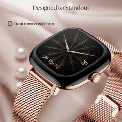 Titan AiRA 1.70" AMOLED Smart Watch for Women Latest with Silicone Strap Stress Monitoring, 1000 Nits, Functional Crown, AI Enabled, IP68 Water Resistant Upto 7 Days Battery Life - Rose Gold