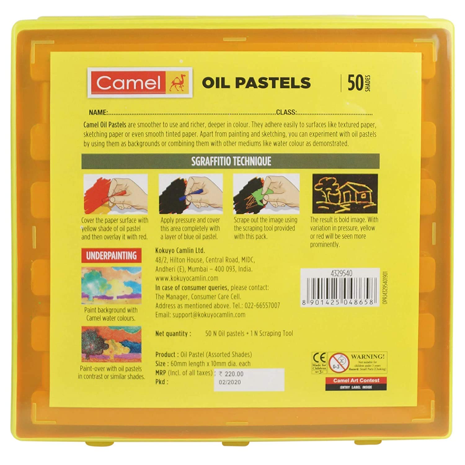 Camlin Kokuyo Oil Pastel With Reusable Plastic Box, Multicolor - 50 Shades