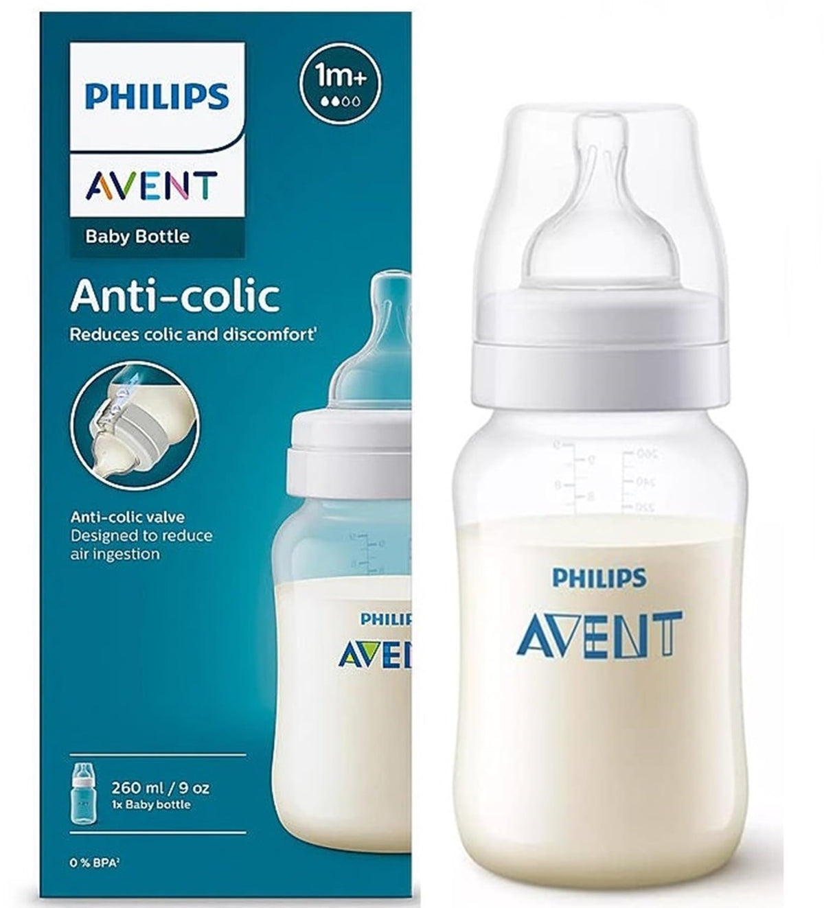 Philips Avent Anti Colic Baby Feeding Bottle l World's No.1 Brand Recommended by Moms | (Combo Pack)| Anti-Colic Value Help Reduce Air Ingesion (of-White Single)