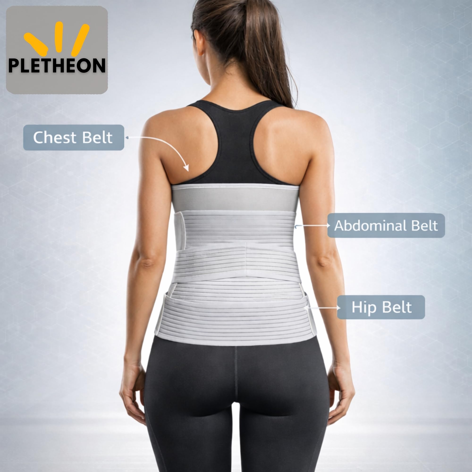 PLETHEON 3 In 1 Postpartum Belly Band Post Pregnancy Abdominal Belt For Women After Birth Belly/Waist/Pelvis Wrap Postnatal Shapewear, (Fit from 30 Inch to 46 Inches of waist) (White)