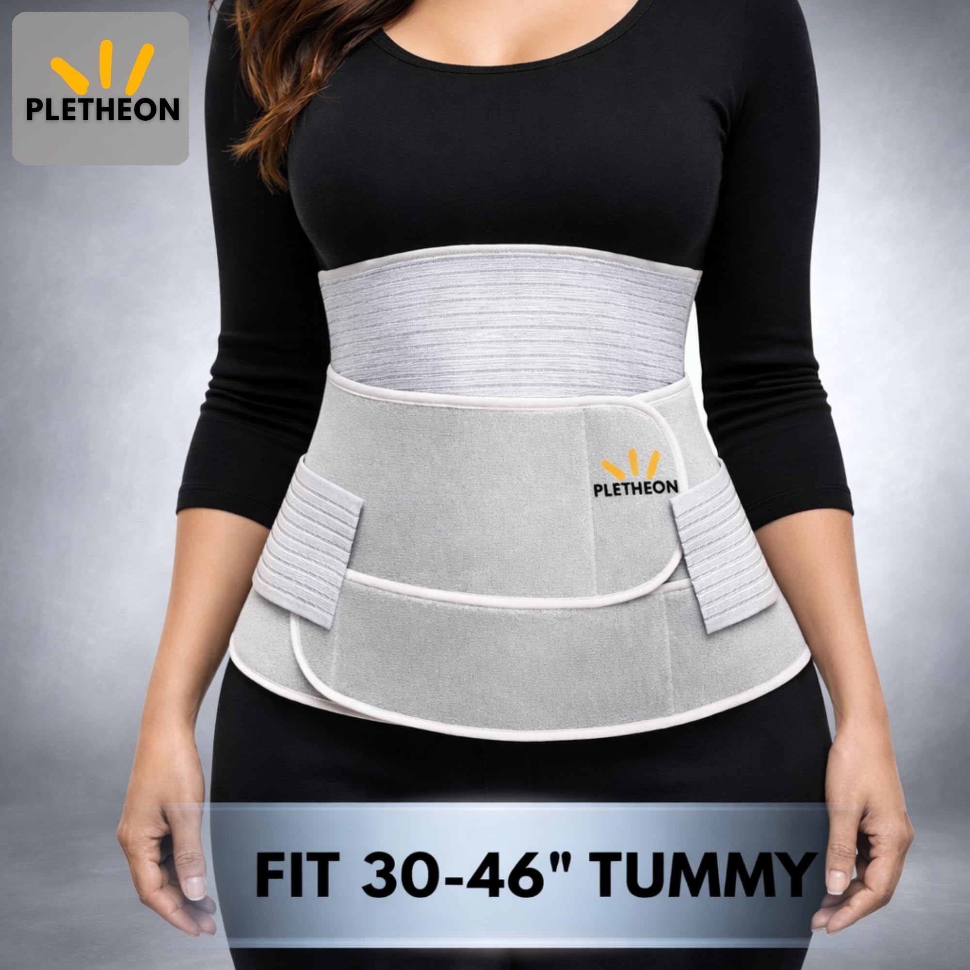 PLETHEON 3 In 1 Postpartum Belly Band Post Pregnancy Abdominal Belt For Women After Birth Belly/Waist/Pelvis Wrap Postnatal Shapewear, (Fit from 30 Inch to 46 Inches of waist) (White)