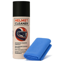 ShineXPro Helmet Cleaner & Microfiber Cloth, Anti-Bacterial Foaming Helmet Cleaning Spray, Safe for Hair & Skin - Helmet Interior Cleaner Removes Bad Odor, Helps Deep Clean with Inner Foam Formulation