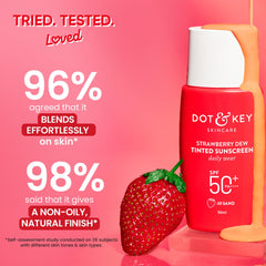 Dot & Key Strawberry Dew Tinted Sunscreen SPF 50+ Pa++++ - 03 Sand | Protection Against UA/UB | Broad Spectrum, Water & Sweat resistant | For All Skin Types | 50ml