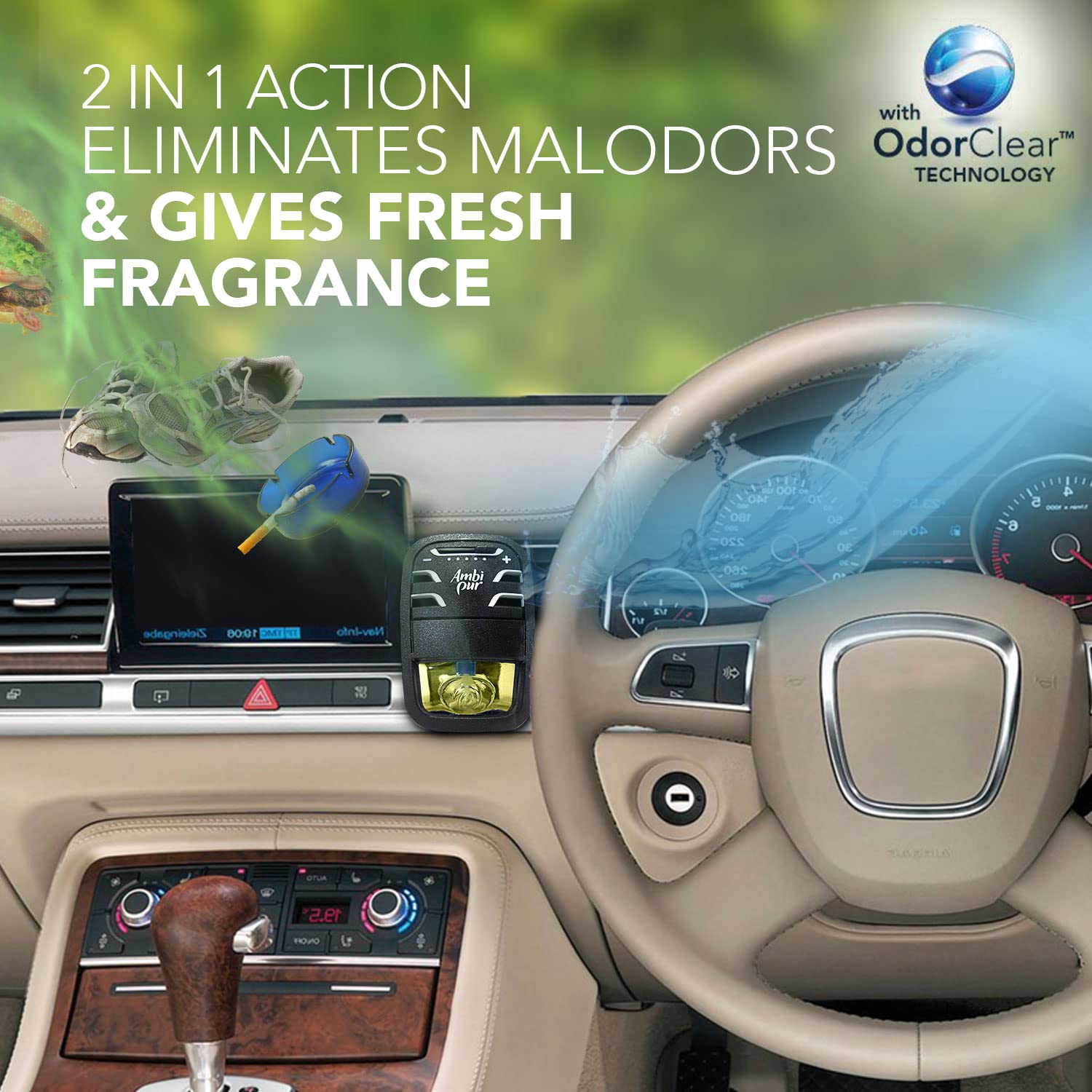 Ambi Pur Car Air Freshener Refill, Aqua, 7.5 ml