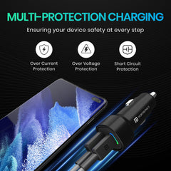 Portronics 80W Dual Output Fast Car Charger with Type-C PD & USB, LED Indicator, Charging Adapter Compatible with Cars for iPhone & Android Smartphone, Earbud, Power Bank (Black)