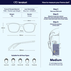 LENSKART BLU | Zero Power Blue Cut Computer Glasses | Gaming Glasses | Anti Glare, Lightweight & Blocks Harmful Rays | UV Protection Specs | Men & Women | Medium | LB E13526