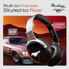 GOBOULT Newly Launched Mustang Thunder Bluetooth Headphones with Upto 70H Playtime, Brightness LED Modes, 40mm Driver, Zen ENC Mic, Type-C Fast Charging, 4EQ Mode, Over Ear Wireless Headphone with Mic