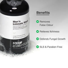 Raw Essentials Intimate Wash for Men 150 ml, Relieves Itchiness & Odour, Prevents Fungal Growth, Brightens Groin Area, pH Balanced, Sulphate Free, Paraben Free