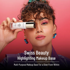 Swiss Beauty Real Makeup Base Highlighting Primer | Skin-Hydrating Poreless Primer With Natural Glow Finish For Face Makeup | Shade - 03 Pink Tint, 32Ml