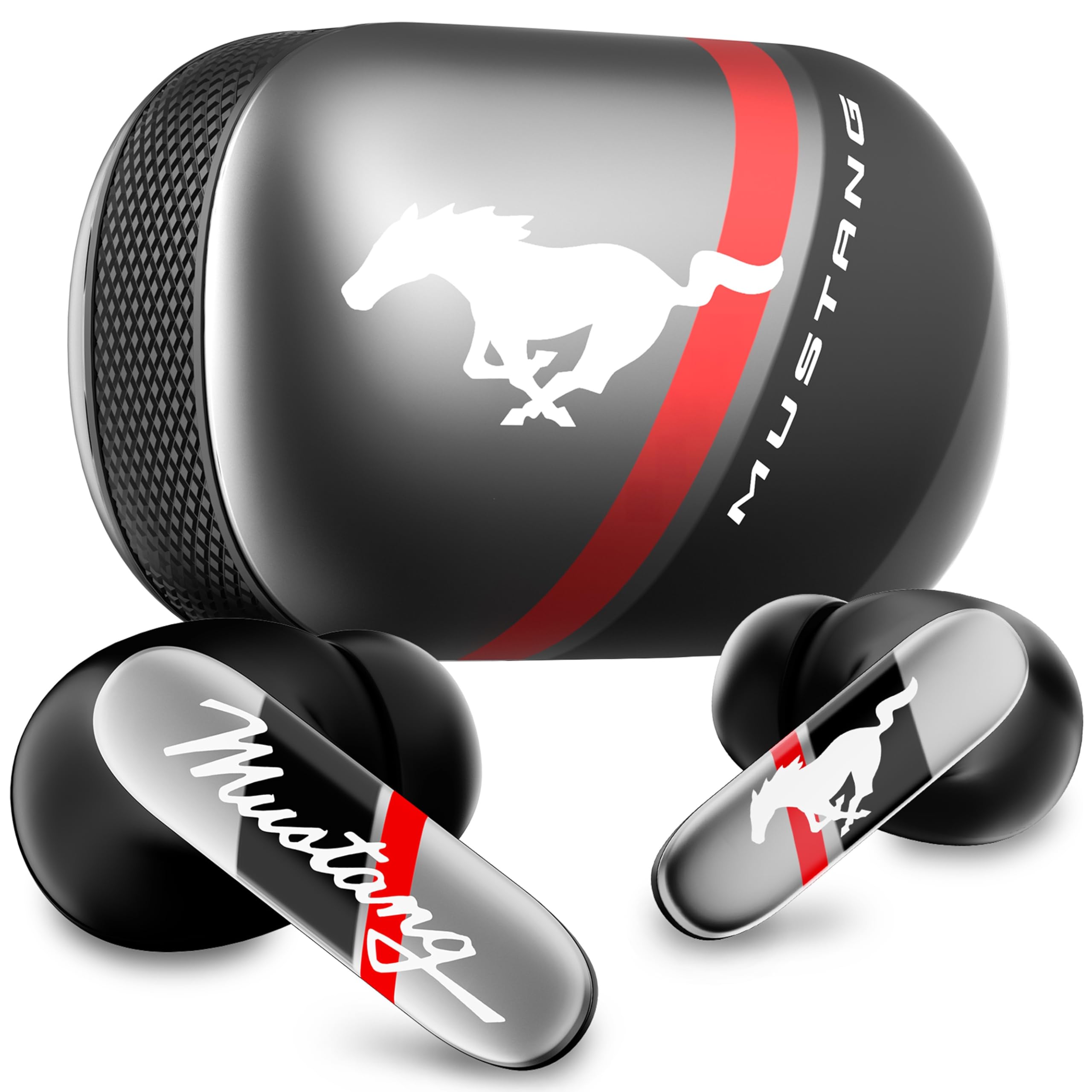 GOBOULT Mustang Dyno Earbuds with 60H Playtime, App Support, Dual Pairing, 4 Mics ENC, 45ms Low Latency, 13mm Drivers, Touch Controls, IPX5 Ear Buds Wireless (Silver)