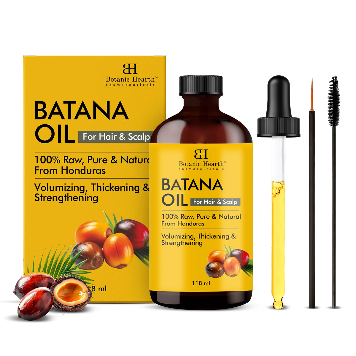 Botanic Hearth Raw Batana Oil for Hair Growth | 100% Pure & Unrefined | For Thicker, Stronger Hair - 118 ml | Glammy.lk