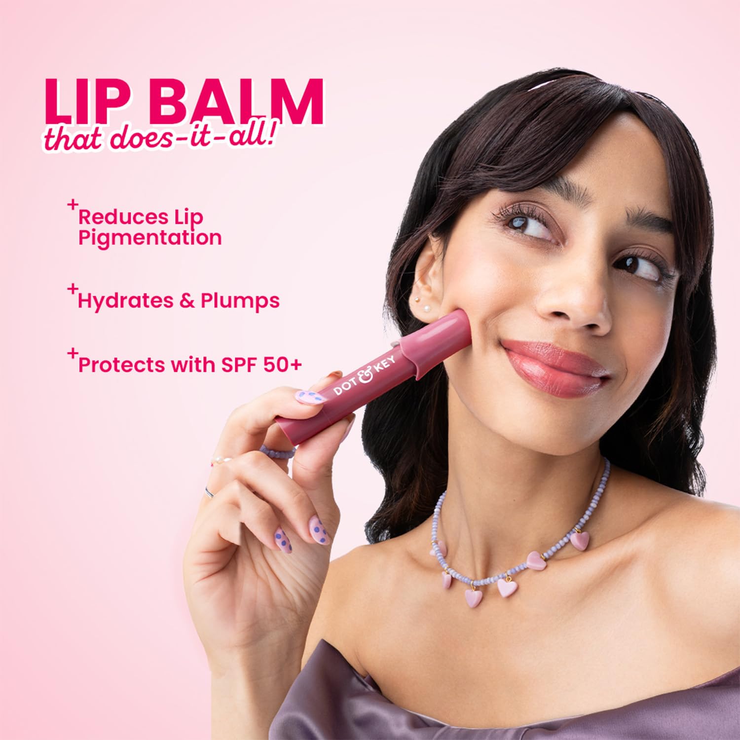 Dot & Key Meltie Lip Balm SPF 50+ In-Vivo Tested With 2% Kojic & Vitamin C | Hydrates Dry, Chapped Lips, Lightens Pigmentation, Brightens Lips | Berry Crumble | 4g