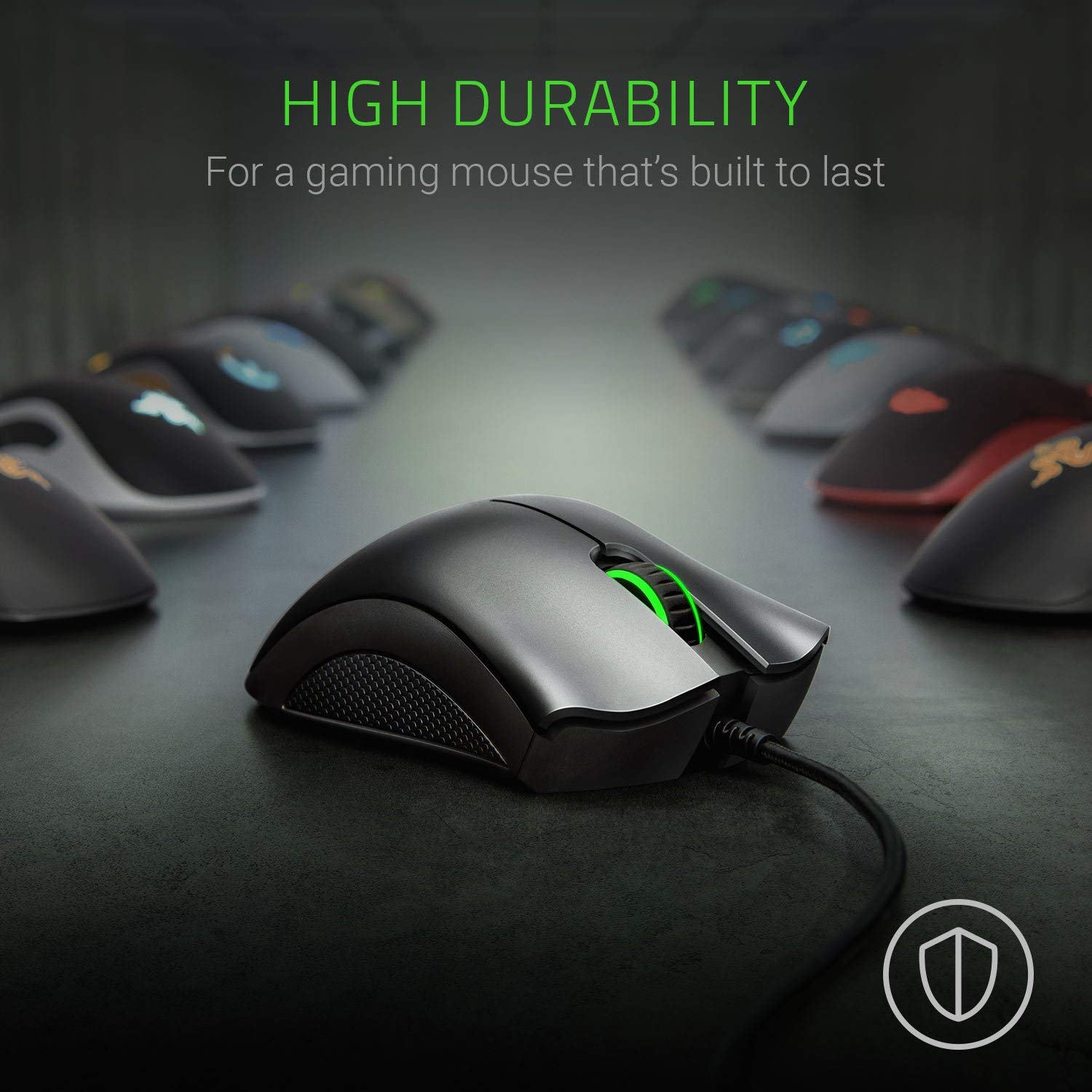 Razer DeathAdder Essential Wired Gaming Mouse I Single-Color Green Lighting I 6400DPI Optical Sensor- Black - RZ01-03850100-R3M1