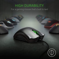 Razer DeathAdder Essential Wired Gaming Mouse I Single-Color Green Lighting I 6400DPI Optical Sensor- Black - RZ01-03850100-R3M1