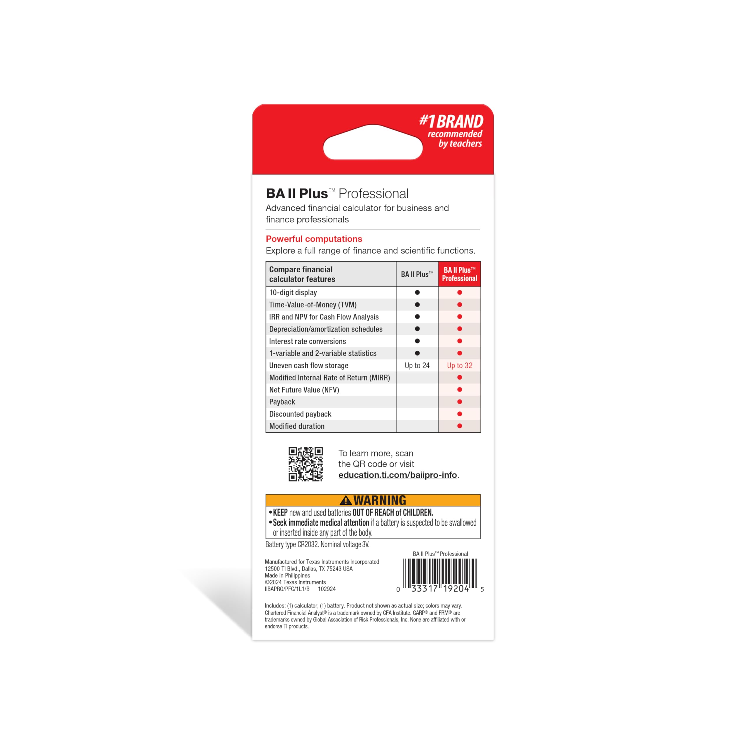 Texas Instruments BA-II Plus Professional Financial Calculator, Silver