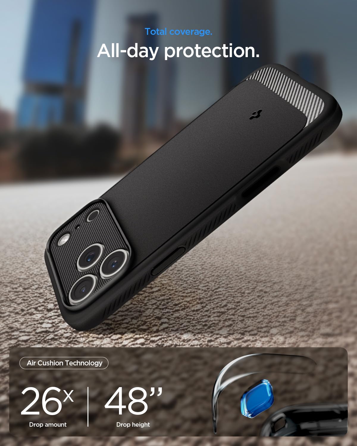 Spigen Rugged Armor MagFit Case for iPhone 17/18 Pro, Matte Black