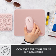 Logitech Mouse Pad - Studio Series, Computer Mouse Mat with Anti-Slip Rubber Base, Easy Gliding, Spill-Resistant Surface, Durable Materials, Portable, in a Fresh Modern Design-Dark Rose (956-000033)