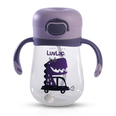 LuvLap Baby Bite Resistant Soft Silicone Straw Sipper Cup with Handle, with Weighted Straw, Sippy Cup with Anti Spill Lock, BPA Free, 6m+, 300 ml, Purple