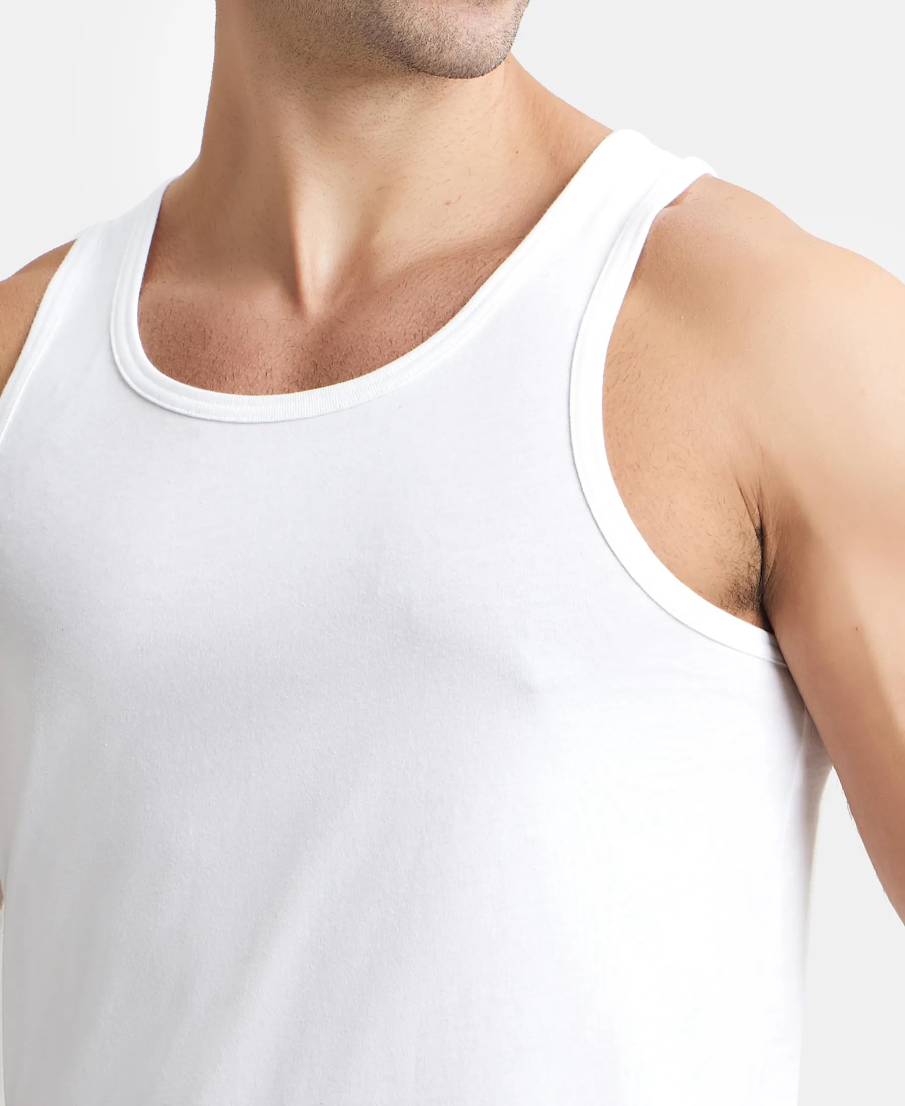 Jockey 8820 Men's Super Combed Cotton Round Neck Sleeveless Vest with Extended Length for Easy Tuck (Pack of 3)_White_XL