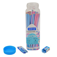 DOMS Zoom Ultimate Dark Triangle Pencil | Jar Pack, 30 Pieces | Contains Pencils, Sharpener, Eraser Multicoloured, Pack Of 1 (DM7274)