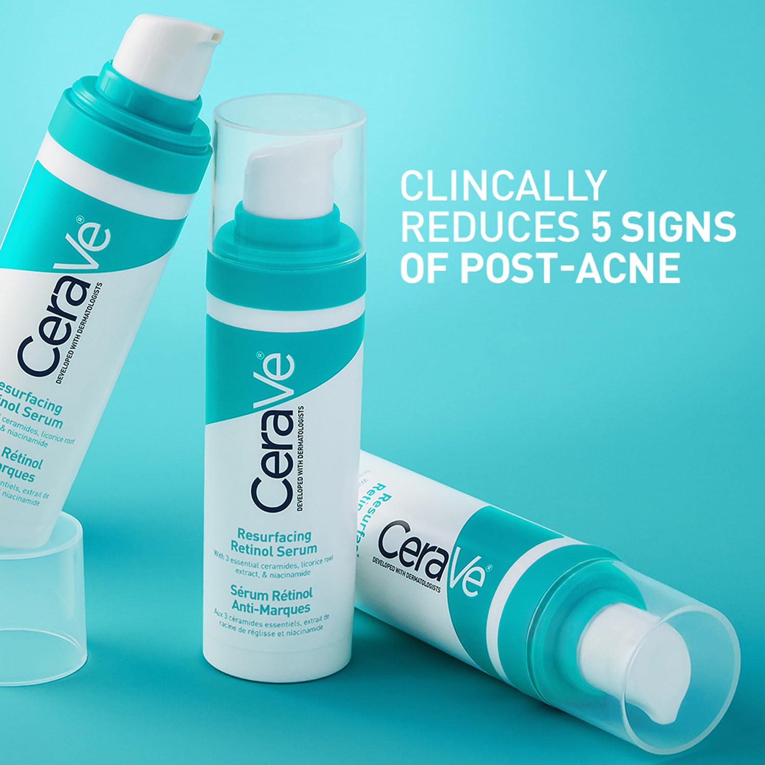 CeraVe Resurfacing Retinol Serum For Blemish-Prone Skin, Reduces Post Acne Marks & Pores, Formulated with Licorice Root Extract & Niacinamide, Non-Comedogenic, 30ml