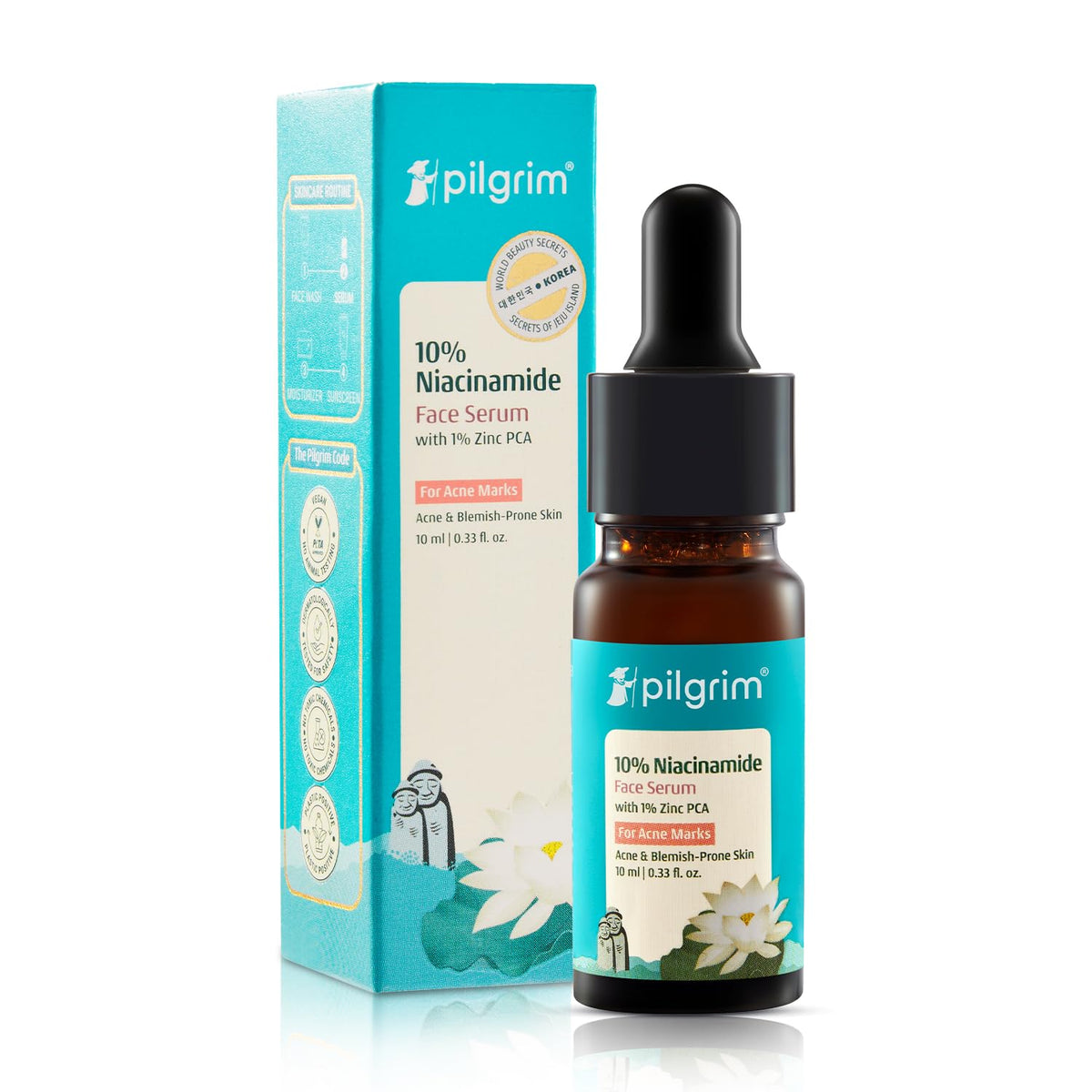 Pilgrim 10% Niacinamide Face Serum For Acne Marks 10ml | Fades Blemishes & Dark Spots | Oil Control | Brightens & Evens Skin Tone | All Skin Types | Women & Men